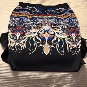 Bisou Bisou Colorful Abstract Print Skirt